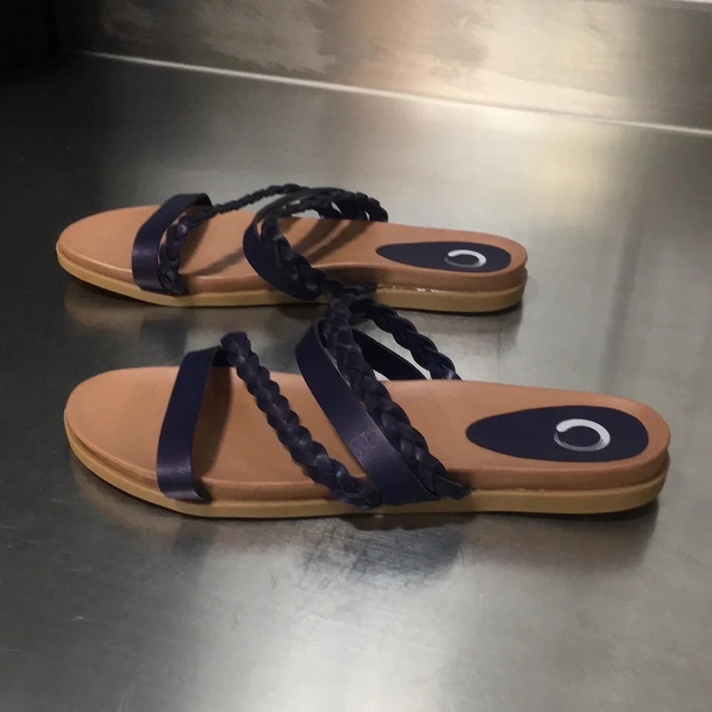 New WB Woman’s Journee Collection Women's Navy Braided Sandals